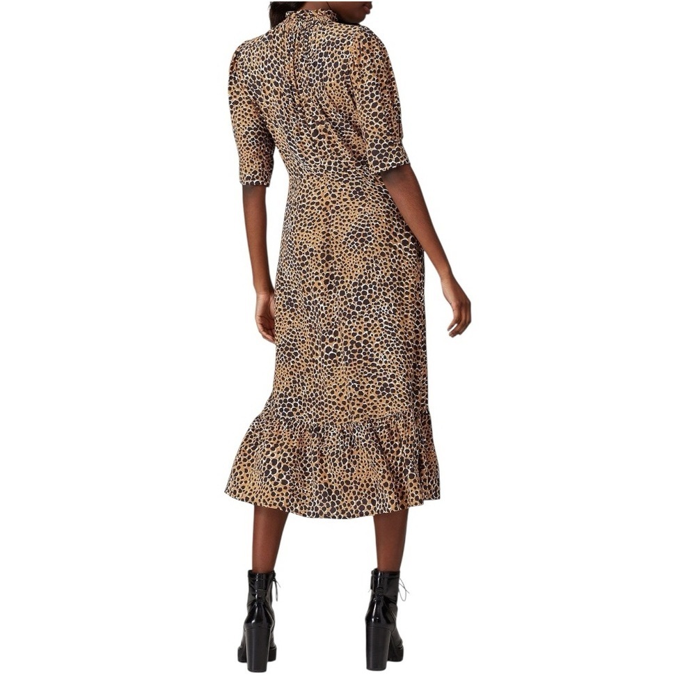 SEA New York Leopard Print Louise Midi Dress Black Brown 8 Party Work Animal - Picture 2 of 11